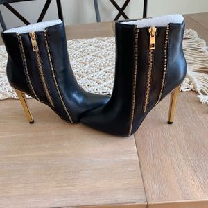 Catherine Malandrino Black and Gold Ankle Boots